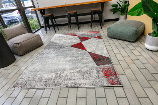 Iconic 09468 Grey Red A - Rugs PointMagento Product