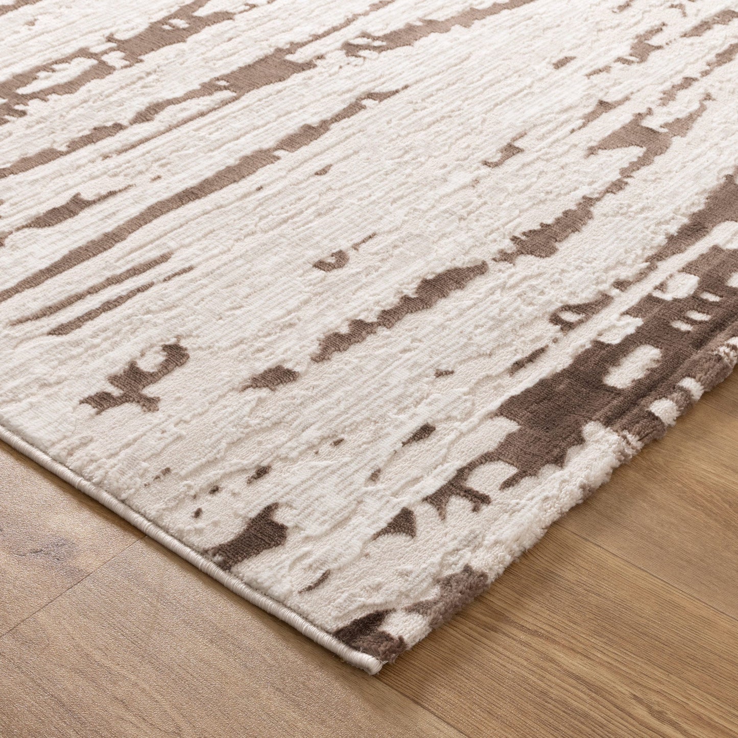 Amalfi Modern Abstract Cream Brown Rug - AMAL01