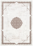 Amalfi Oriental Border Medallion Cream Brown Rug - AMAL08