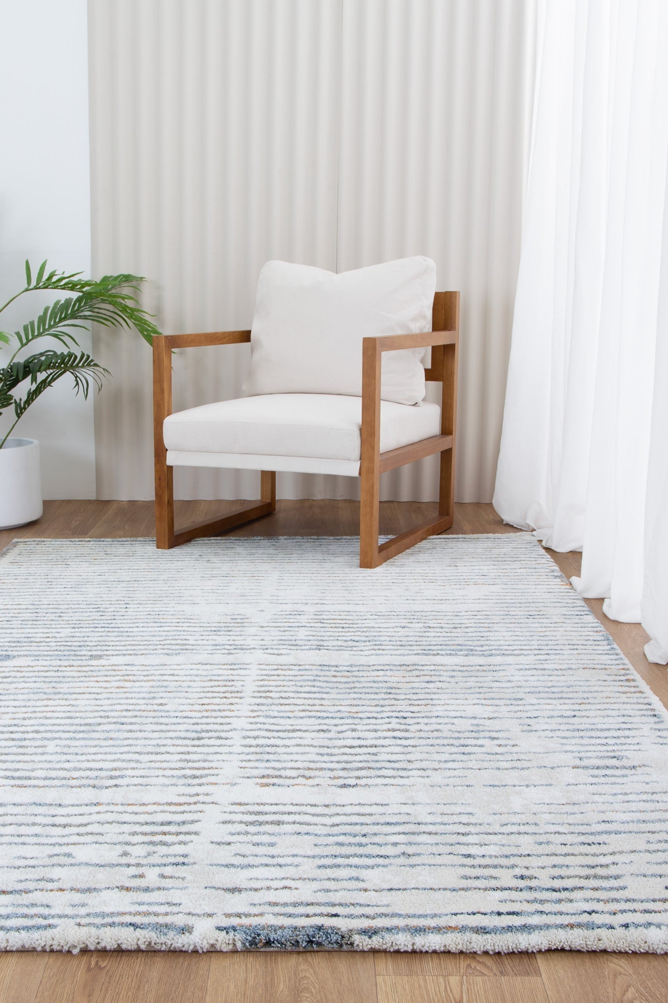 Indulgence Distressed Lines Blue Rug - INDU005