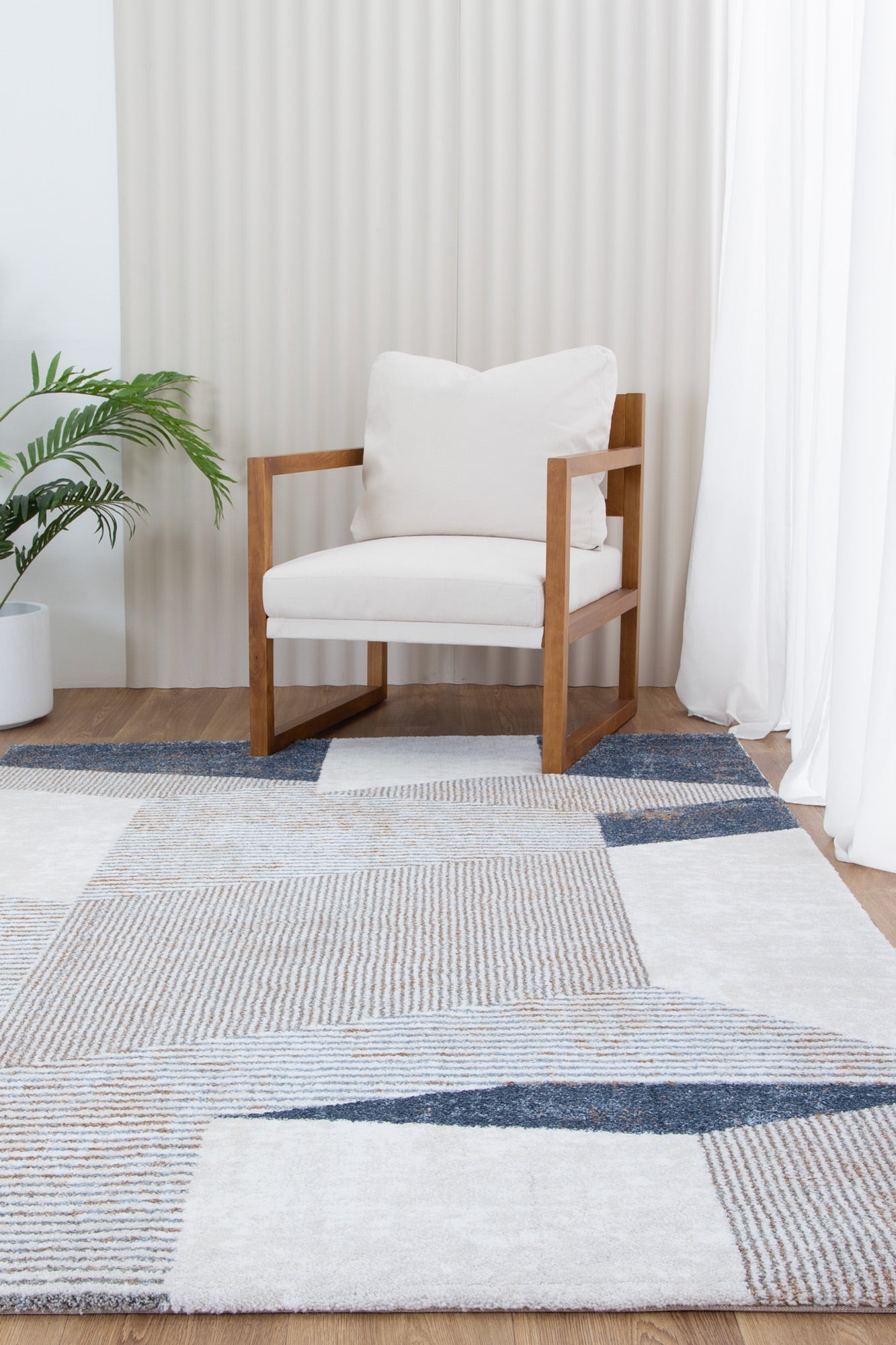 Indulgence Geometric Shapes Blue Multi Rug - INDU006