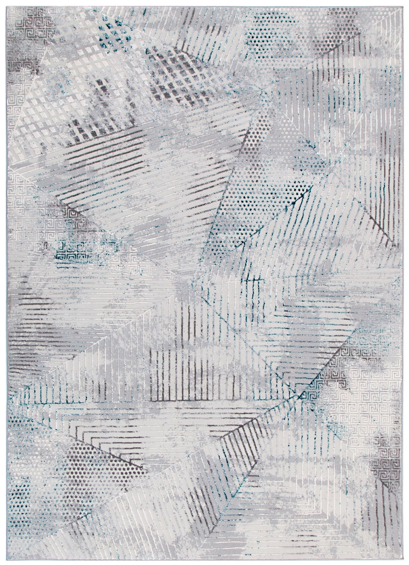 V003: Vestige Geometric Grey Blue Rug